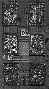 Test circuits at the edge of the layout. They are not connected anywhere.