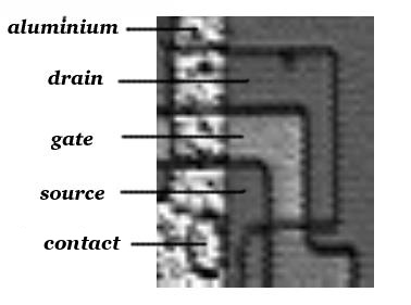 Aluminium wire with a contact to the source