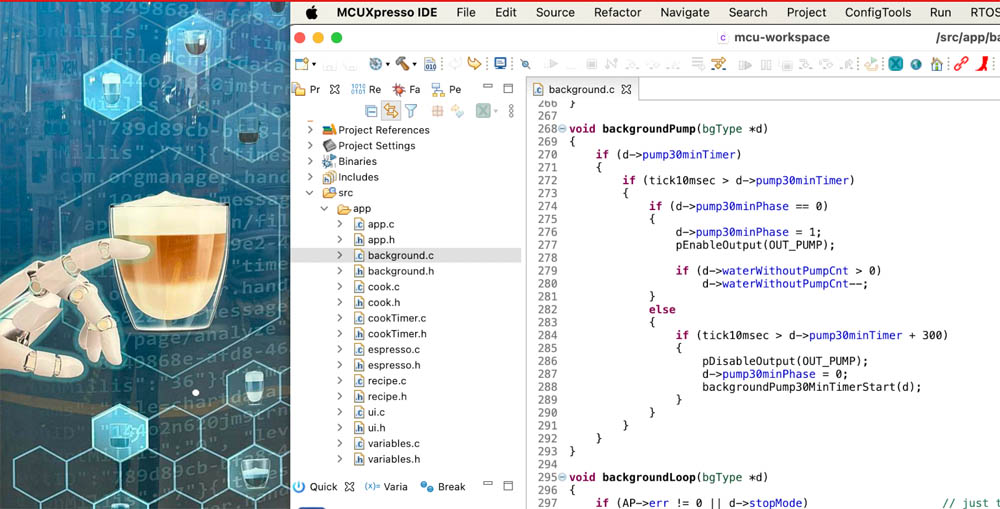 Vending machine firmware in MCUXpresso IDE